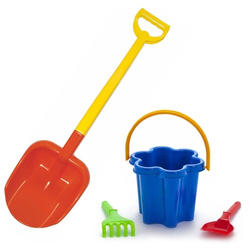 фото Лопата двухцветная 66 см. (16-10292) + песочный набор "цветок" (40-0078) zebratoys