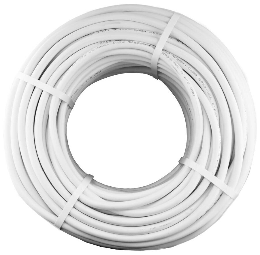 Силовой кабель ПВС 2х4 ГОСТ, Еврокабель, (круглый, белый), 1 метр - фотография № 3
