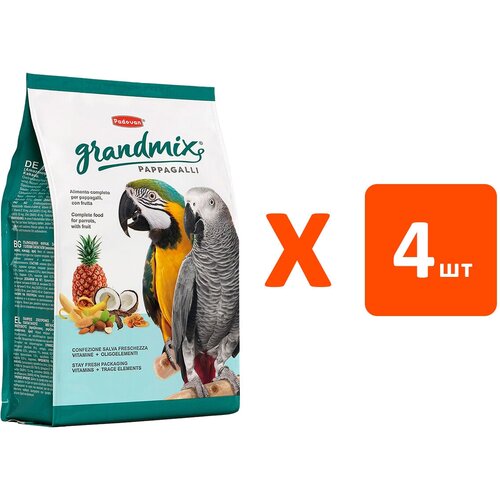 PADOVAN GRANDMIX PAPPAGALLI корм для крупных попугаев (2 кг х 4 шт) padovan pappagalli large parrot seed 500g