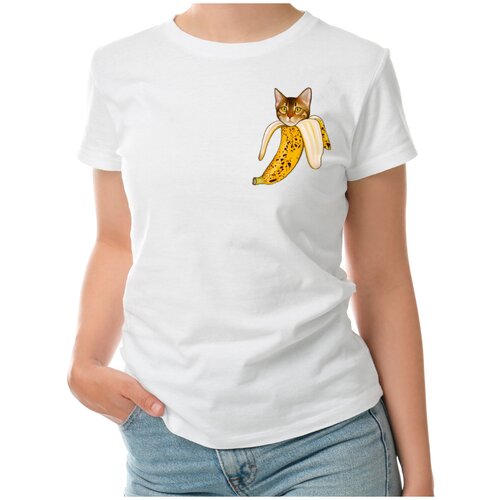 Женская футболка «Бенгальский кот банан мини» (L, темно-синий)
