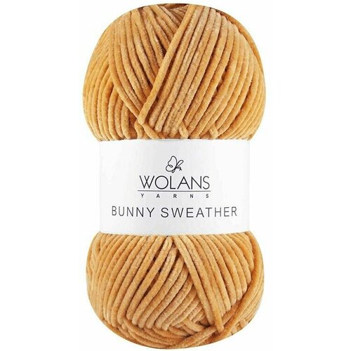 Пряжа Wolans Bunny Sweather (Воланс Бани Cвитер), плюшевая, велюровая, цвет 37 горчица , 100 гр/160м, 100% полиэстер, 2 моток.