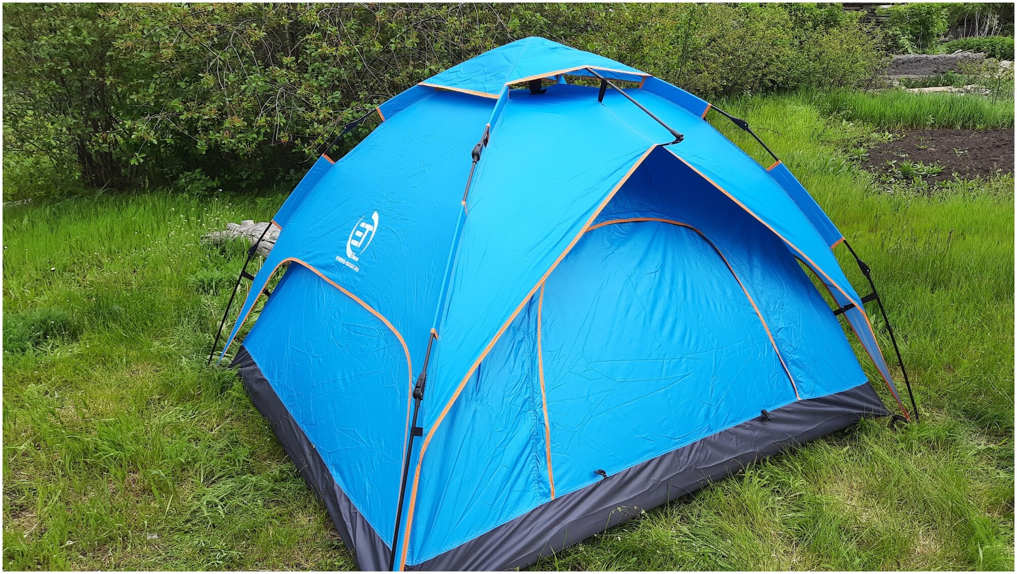 Автоматическая туристическая палатка "eTrend - Camp 2" (2/3-х местная, с доп.тентом, синяя)
