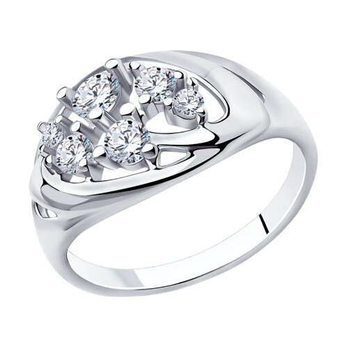 Кольцо Diamant, серебро, 925 проба, фианит, размер 16.5, белый