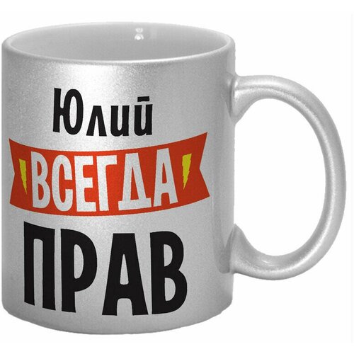 Кружка TheSuvenir серебряная именная Юлий всегда прав