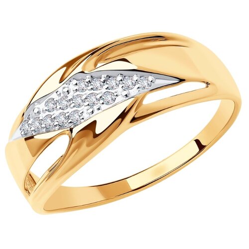 фото Diamant кольцо из золота с фианитами 51-110-00953-1, размер 16.5