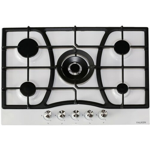 Варочная панель газовая FALKEN HG-701, эмаль , 70см, 5 конфорок , чугунная решетка , электроподжиг