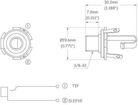 Partsland MJ3-NI-3/8" джек моно никель