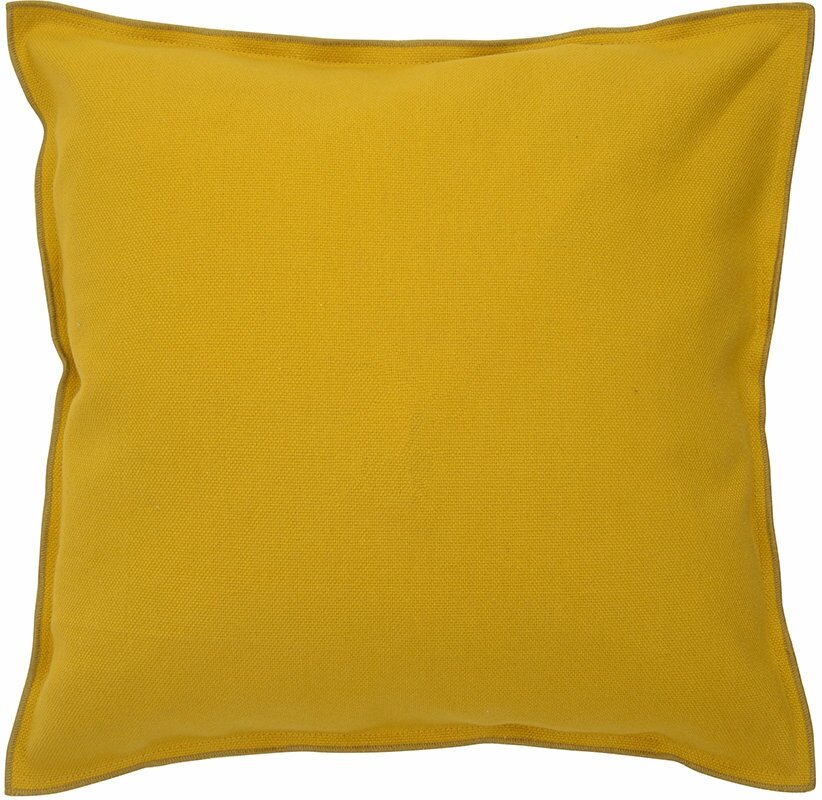 Чехол на подушку из фактурного хлопка горчичного цвета с контрастным кантом из коллекции essential, TK20-CC0005, A3