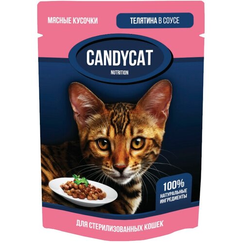 Candycat влажный корм для стерилизованных кошек с телятиной в соусе 85 г