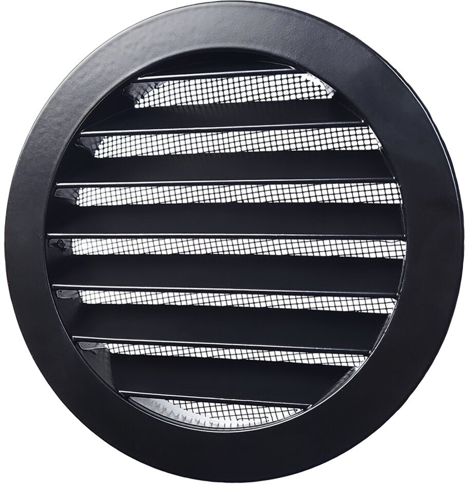 Решетка вентиляционная круглая D125 мм RAL9005 черный янтарь матовый - фотография № 1