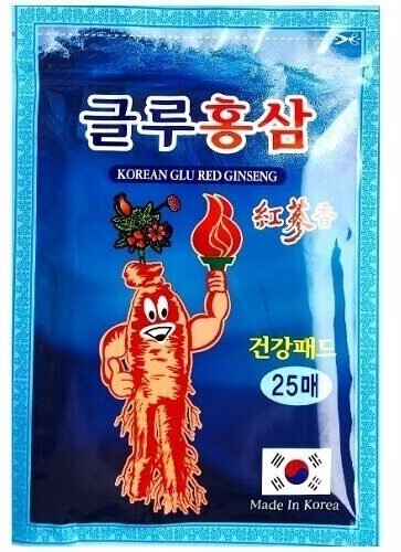 Пластырь обезболивающий Daejeon Korean Glu Red Ginseng с глюкозамином и красным женьшенем, 25 шт