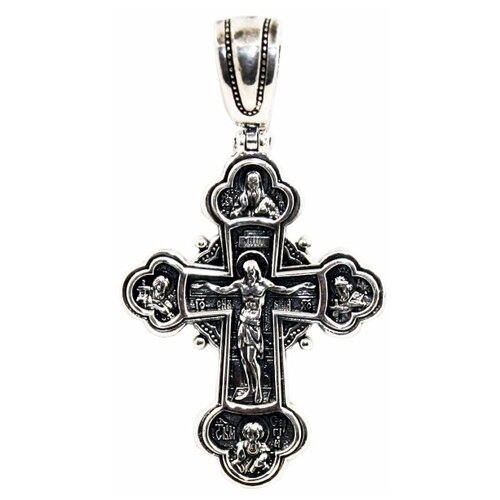 Крестик Малахит, серебро, 925 проба, чернение