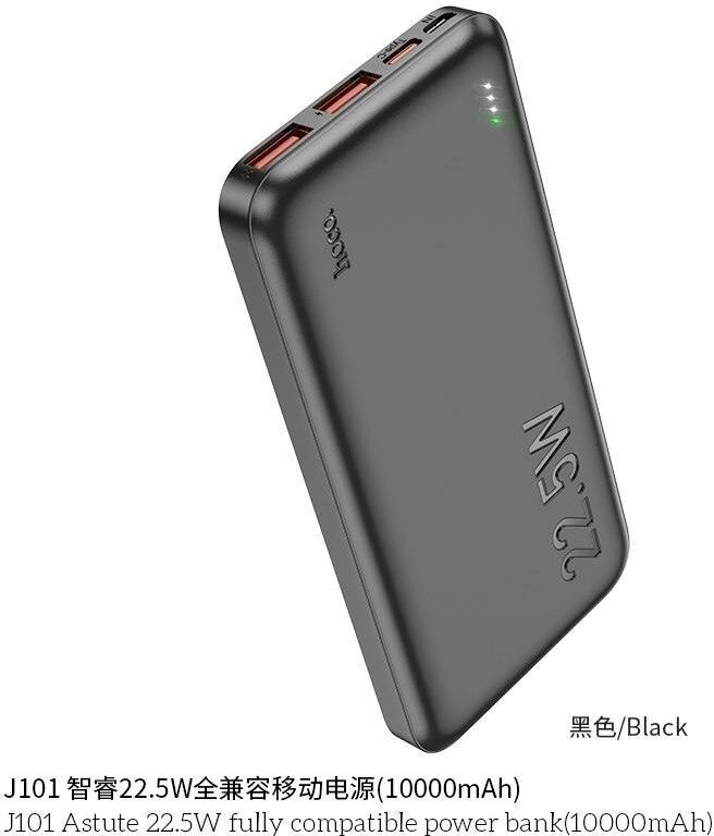 Внешний аккумулятор зарядное устройство 10000mAh (2 выхода USB Type-C и Micro) / Power bank Hoco J101 (225W)