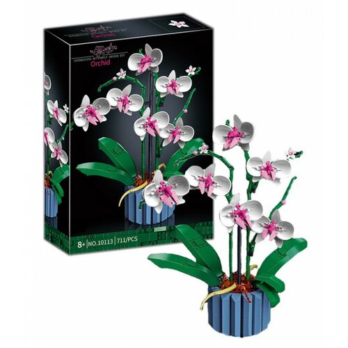 Конструктор для девочек Букет Цветов 608 деталей / цветок Орхидея / совместим со всеми конструкторами