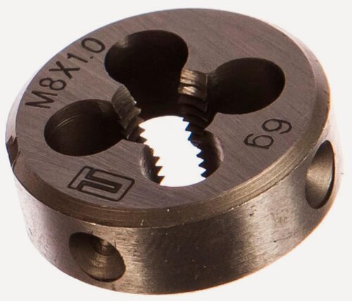 Изображение товара Плашка M8х1.0 D-25 мм СИБРТЕХ, инструментальная сталь, метрическая резьба, 1шт