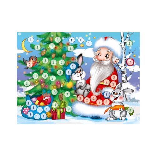 мозаика из пуговиц дед мороз и зверушки Рыжий кот Мозаика из пуговиц Дед Мороз (М-7309)
