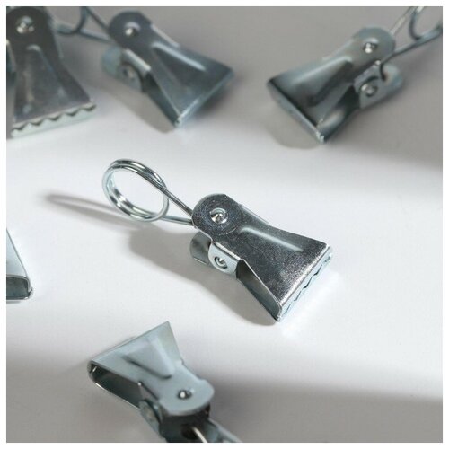 Зажим для штор 35 15 мм цвет серебряный10 шт 337₽