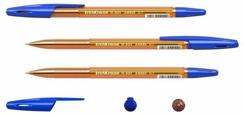 Ручка шариковая неавтоматическая ErichKrause R-301 Amber Stick синяя толщина линии 0.35 мм, 1442231