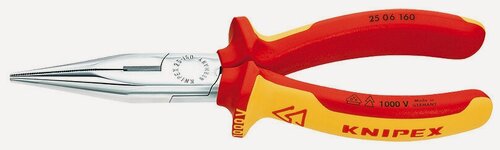 Изображение товара Плоские круглогубцы 160 мм с режущими кромками VDE KNIPEX, KN-2506160