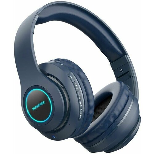 Полноразмерные беспроводные наушники Borofone BO17 7 ч400 mAhBluetoothAUX темно-синие 1160₽