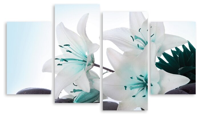Модульная картина на холсте "Мятные лилии" 120x71 см