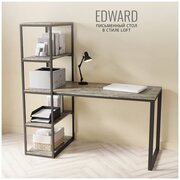 Стол письменный серый, компьютерный, офисный, рабочий , лофт, 140x60x75 см, EDWARD loft, Гростат