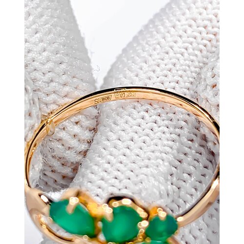 утонченное Кольцо Trade Jewelry из красного золота 585 пробы с зеленым агатом