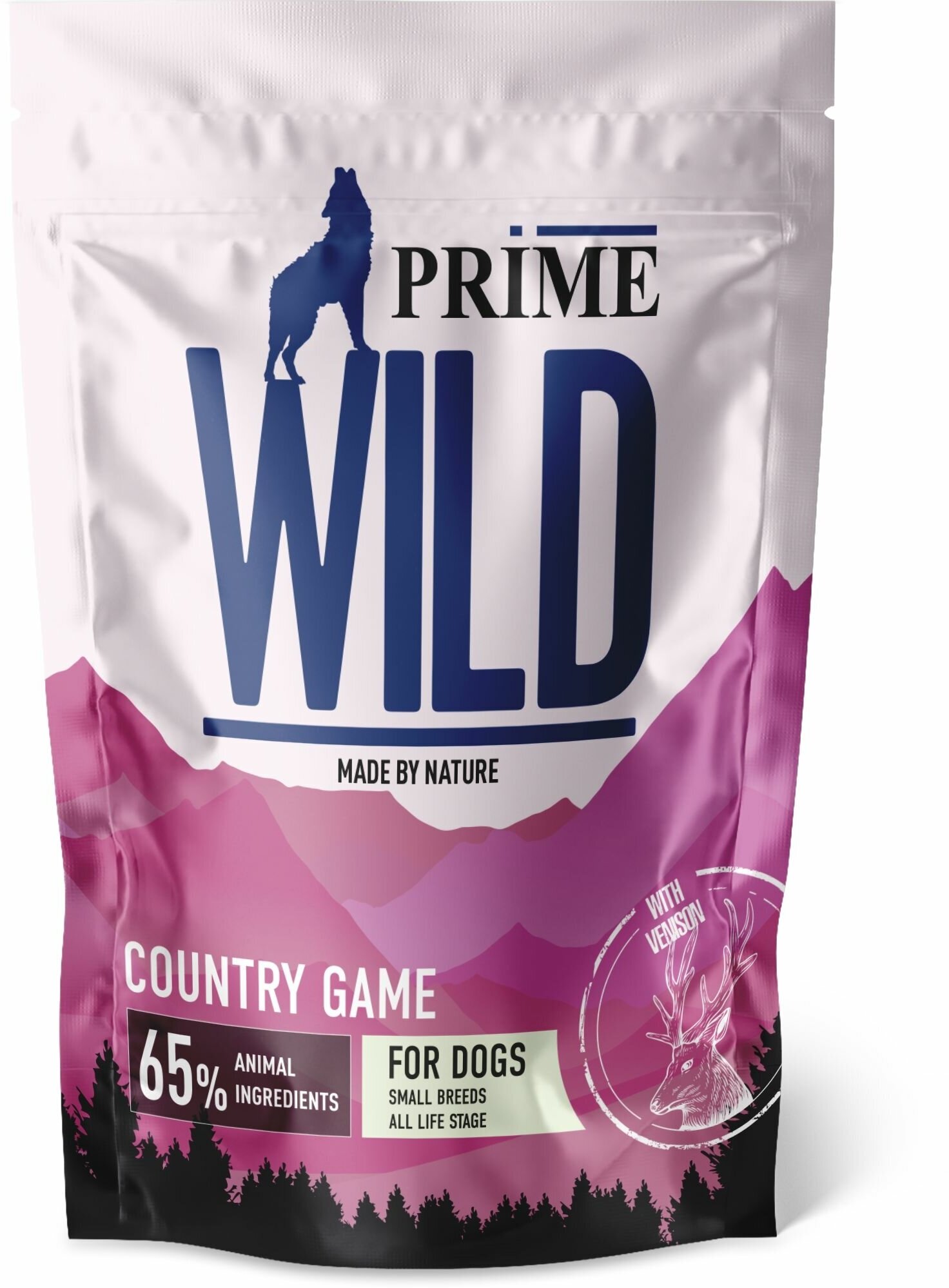 Сухой корм PRIME WILD GF COUNTRY GAME для щенков и собак всех пород с уткой и олениной 500гр