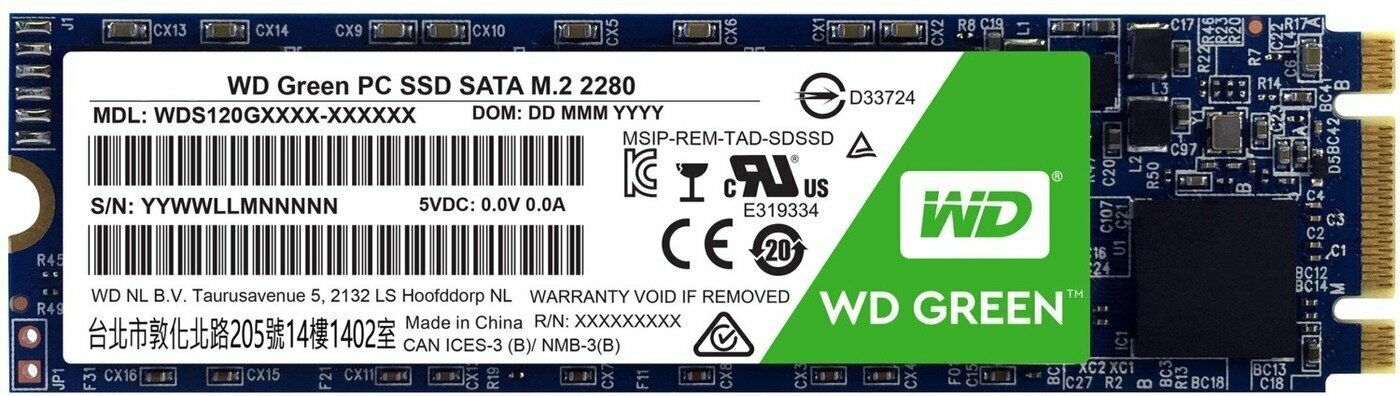 Твердотельный накопитель Western Digital WD Green SATA 120 ГБ SATA WDS120G2G0B