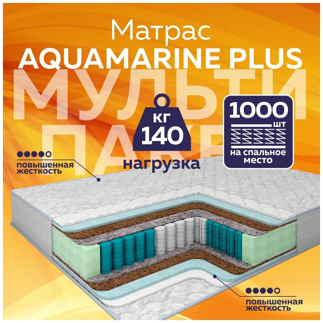 Матрас пружинный Aquamarine Plus 90Х190