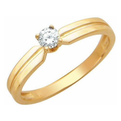 фото Кольцо из золоченого серебра 925 пробы с фианитом 01к154406а. размер 17.5 эстет