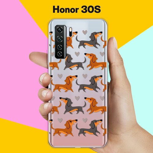 Силиконовый чехол на Honor 30S Узор из такс / для Хонор 30С 