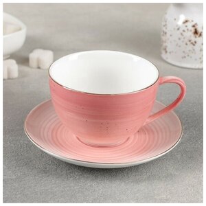 Фото Чайная пара «Млечный путь», чашка 220 мл, блюдце d=13,5 см, цвет розовый