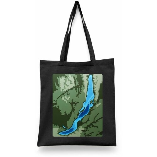 фото Сумка-шоппер унисекс каждому своё "озеро байкал/lake baikal/россия" черная