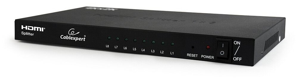 Разветвитель HDMI Cablexpert DSP-8PH4-03, HD19F/8x19F, 1 компьютер => 8 мониторов, Full-HD, 3D, 1.4v, каскадируемый