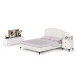 Набор белой мебели для спальни Валенсия: кровать 1600, тумба для аппаратуры и тумбочка прикроватная, цвет белый шагрень - изображение