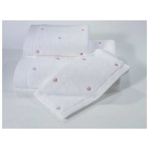 фото Love хлопковое полотенце soft cotton (белый-сиреневый), полотенце 50x100