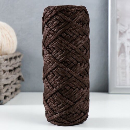Шнур для вязания 100% полиэфир, ширина 4 мм 50м (шоколад) клапан для вязания сумки 16 х 21 см цвет техас шоколад