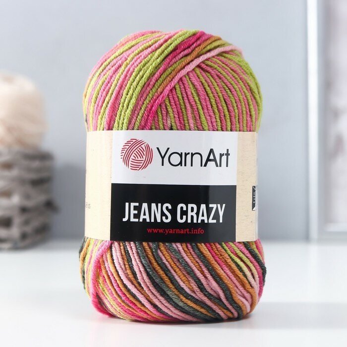 Пряжа "Jeans crazy" 55% хлопок, 45% акрил 160м/50гр (7206 принт)