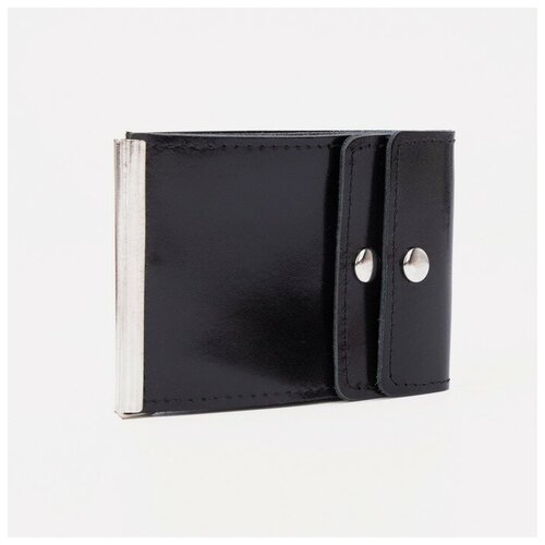 фото Кошелек , натуральная кожа, на кнопках, отделения для карт и монет, черный теропром
