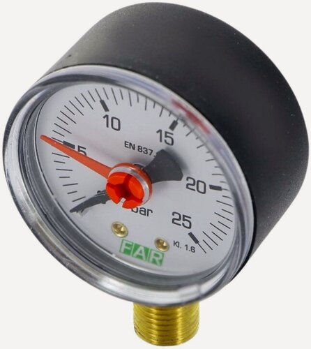 Изображение товара Манометр радиальный 63 мм 1/4" 25 бар FAR