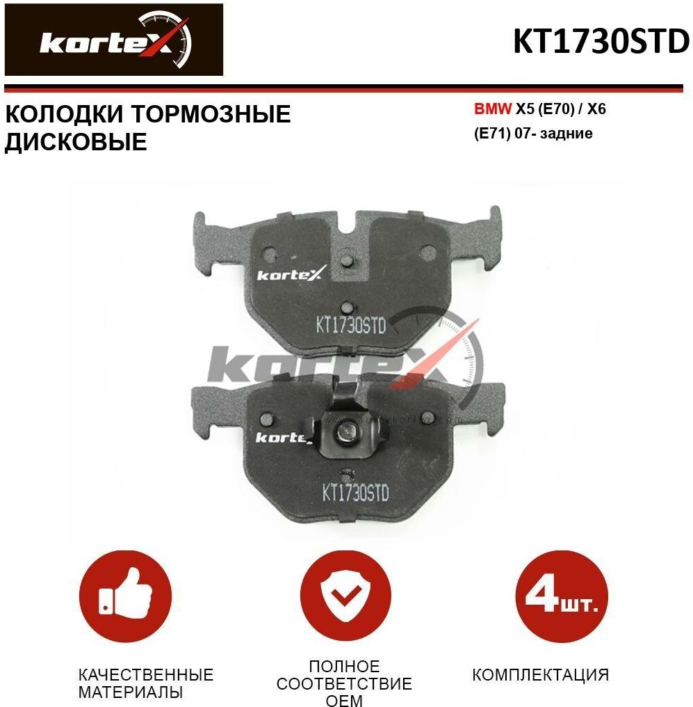 Колодки тормозные Kortex для Bmw X5 (E70) / X6 (E71) 07- задн. к-т OEM 34216776937, GDB1730, KT1730STD, KT1730T