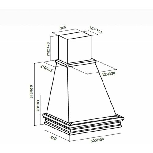 Вытяжка каминная Lex Verona 900 белыйбук неокрашенный управление ползунковое 1 мотор 3217600₽