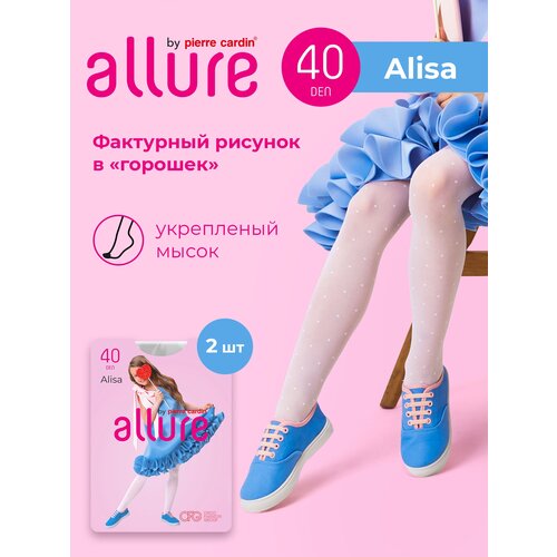 Колготки ALLURE, 40 den, 2 шт., размер 146-152, белый колготки allure 50 den 2 шт размер 146 152 синий