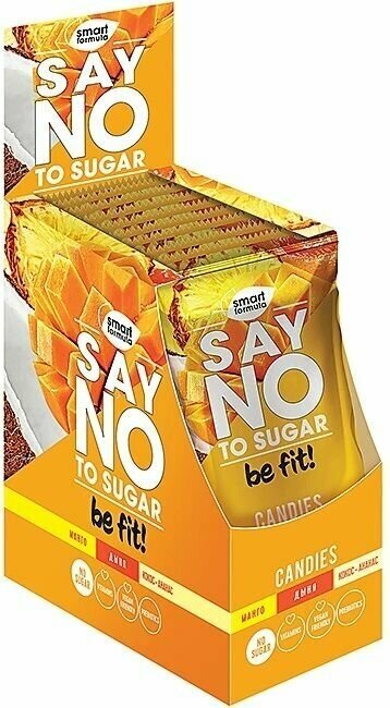 Smart Formula, карамель без сахара Say no to sugar, манго, дыня, кокос-ананас, 10 шт по 60 г