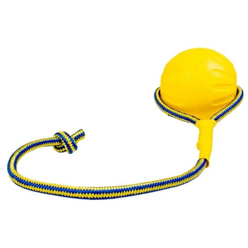 фото Игрушка для собак duvo+ резиновая "мяч на веревке", жёлтая, d10см/49см (бельгия)