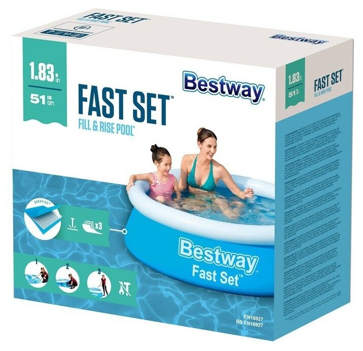 183 х 51 см Бассейн , Bestway, 57392 - фотография № 16