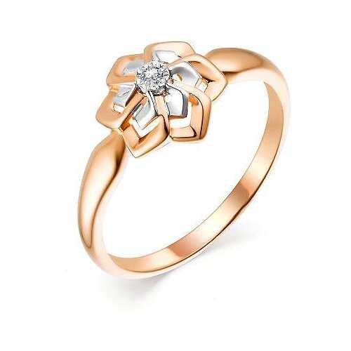 фото Алькор кольцо с 1 бриллиантом из красного золота 13419-100, размер 18