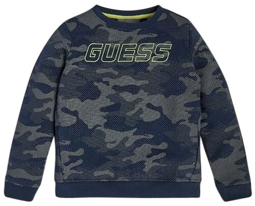 Свитшот GUESS, силуэт свободный, средней длины, размер 140, зеленый