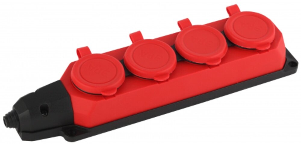 Колодка каучуковая K-4e-RED-IP44 ЭРА с/з 4гн 16A IP44 красная